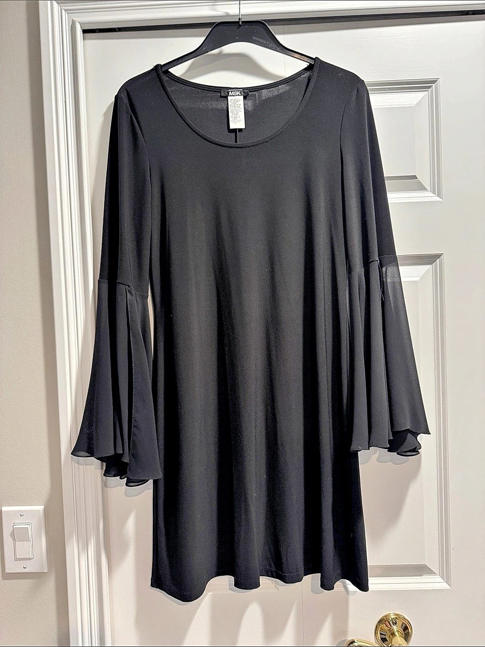 MSK Black Flare Sleeve Mini Dress Size Medium Like New